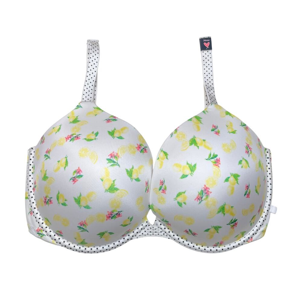 Victoria's Secret Smooth Push-Up T-Shirt Bra White Lemon Floral Print Size 34DDD
